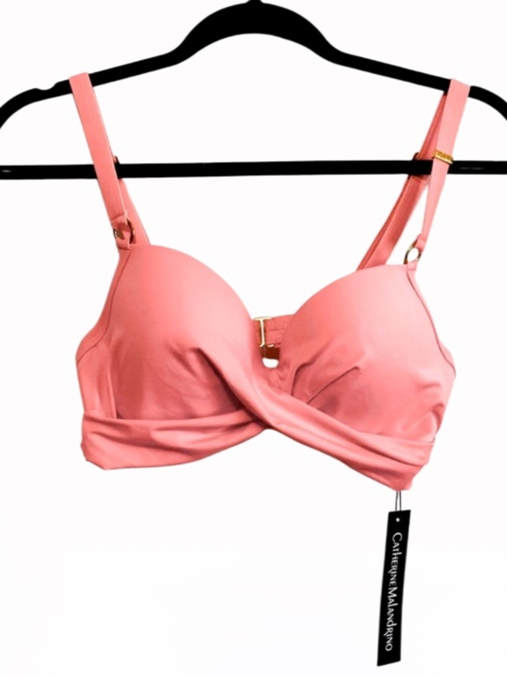 Catharine Malandrino Flamingo Pink Twisted Bikini Top